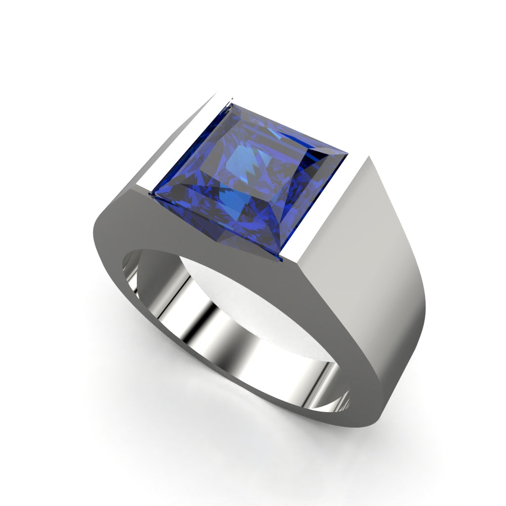 Anillo con piedra cuadrada en plata 950