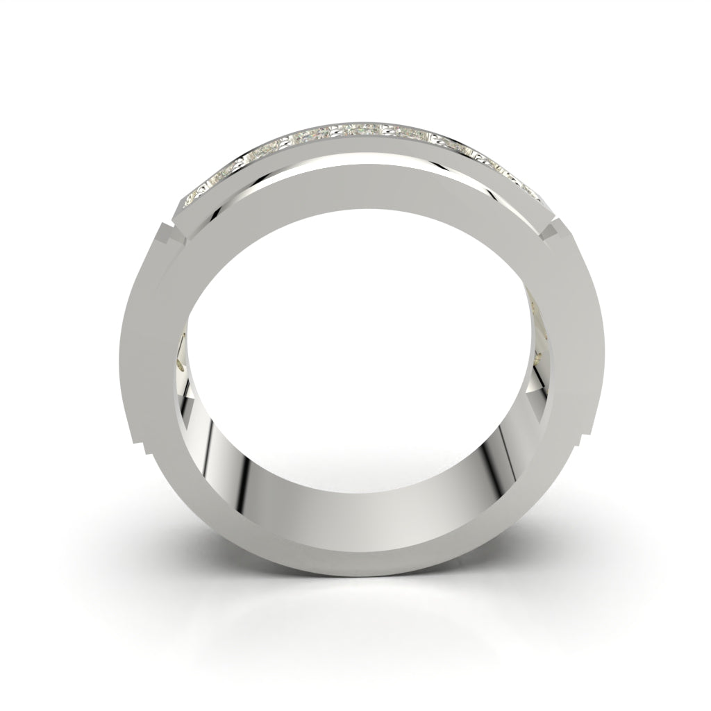 Anillo de bisel para hombre en plata 950