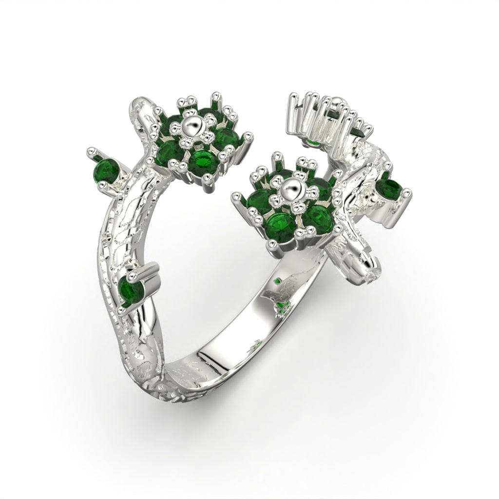 Ring of flower and branches with circular cut