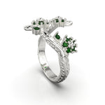 Cargue la imagen en el visor de la galería, Anillo de flor y ramas con corte circular