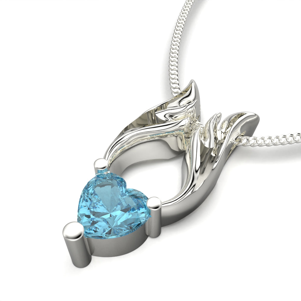 Angel Wing Necklace with Heart Cut