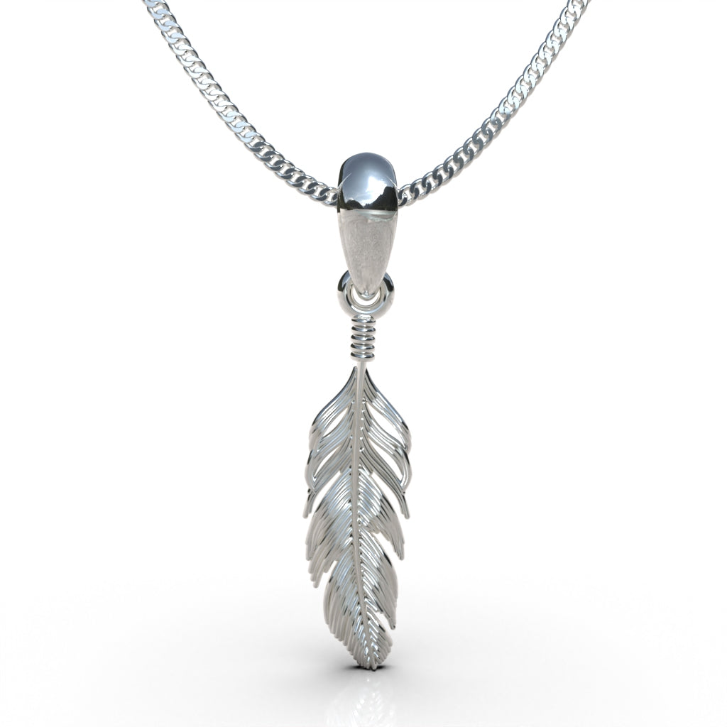 Collar de pluma en plata 950