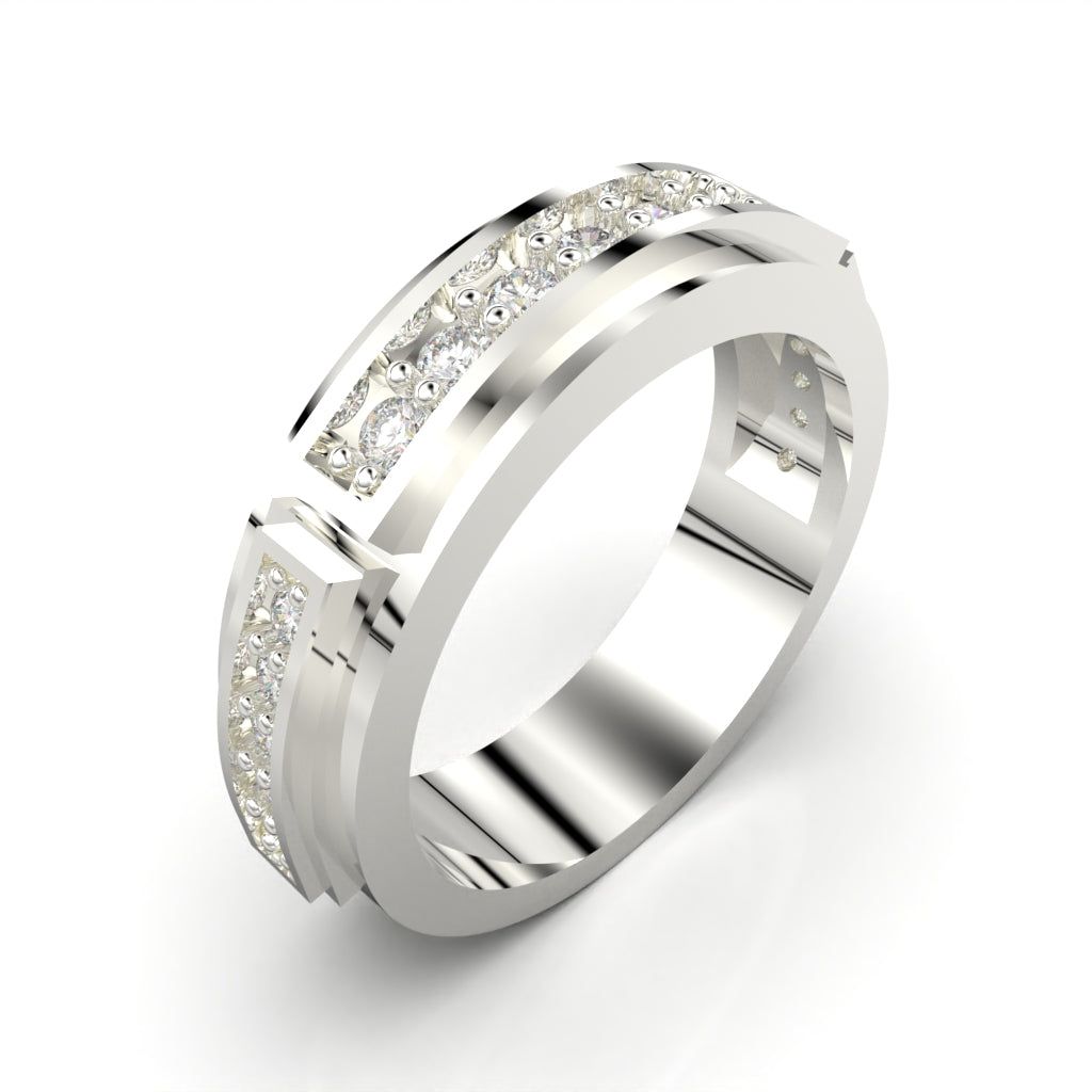 Anillo de bisel para hombre en plata 950