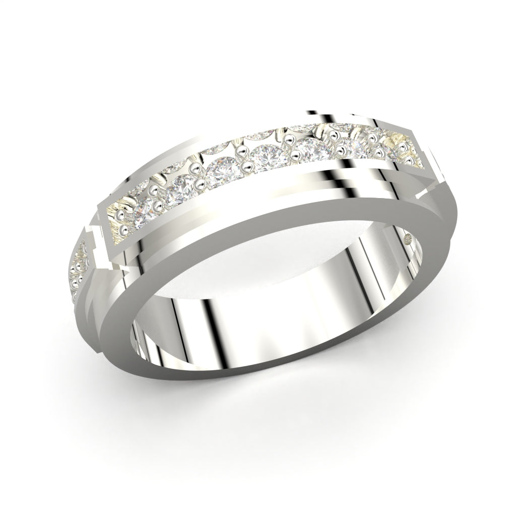 Anillo de bisel para hombre en plata 950