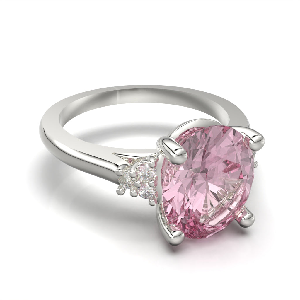 Anillo solitario con piedra en plata 950