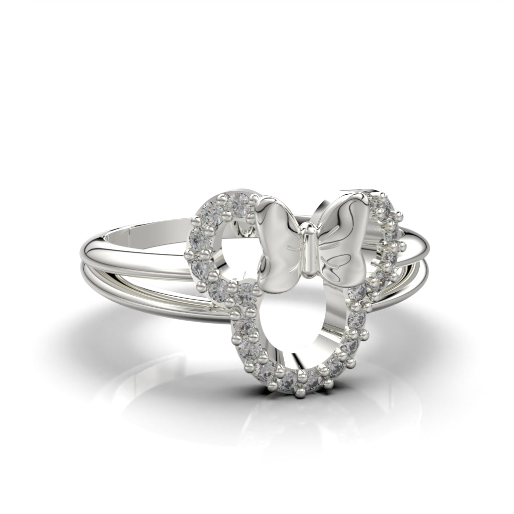 Anillo Minnie con piedras en plata 950