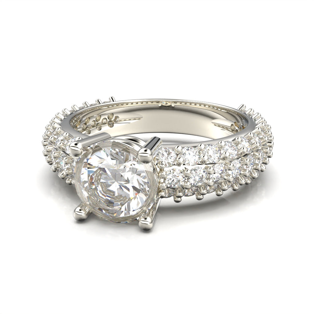 Ring with three rows of circular cut