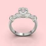 Cargue la imagen en el visor de la galería, Anillo corona corazón con corte circular