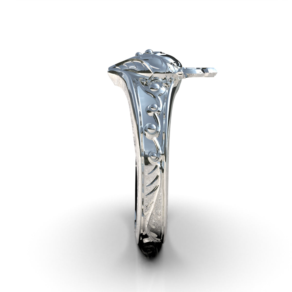 Anillo corazón con flor en plata 950
