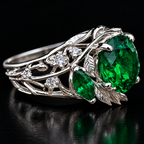 Anillo de naturaleza verde en oro 18k y plata 950