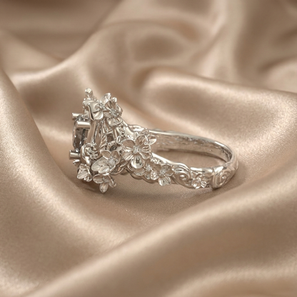 Anillo de cisnes con piedra central en oro 18k y plata 950, hecho a mano en Perú – Luya Joyería (foto 4)
