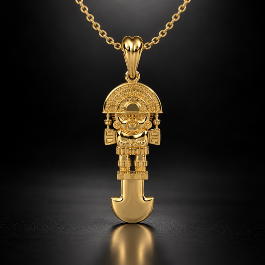 Collar de tumi peruano en plata 950 y baño de oro 18k