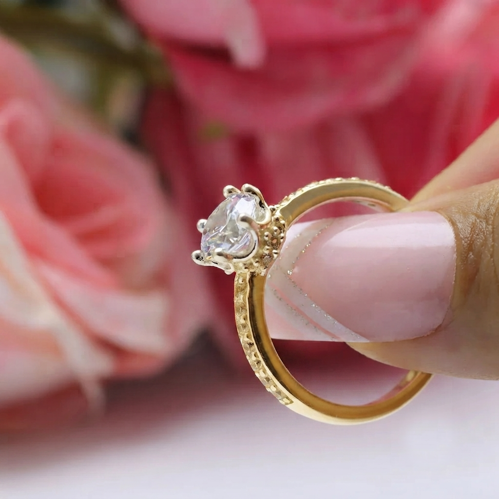 Crown ring with circular cut