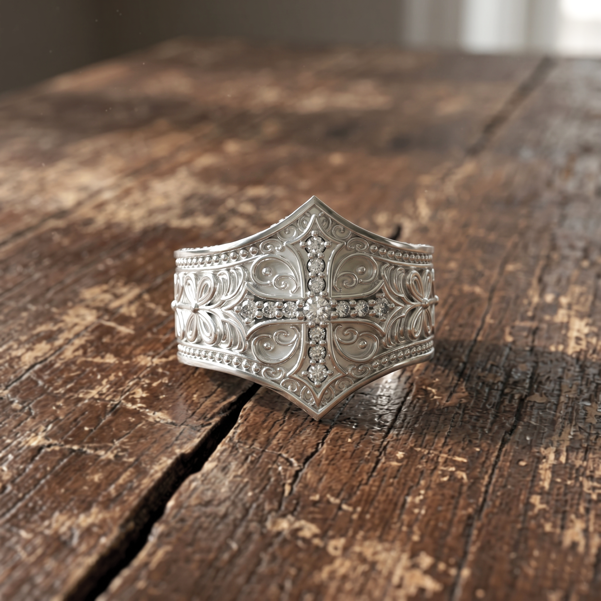 Anillo Cruz del Temple Plata 950 | Hecho a Mano | Luya Joyería