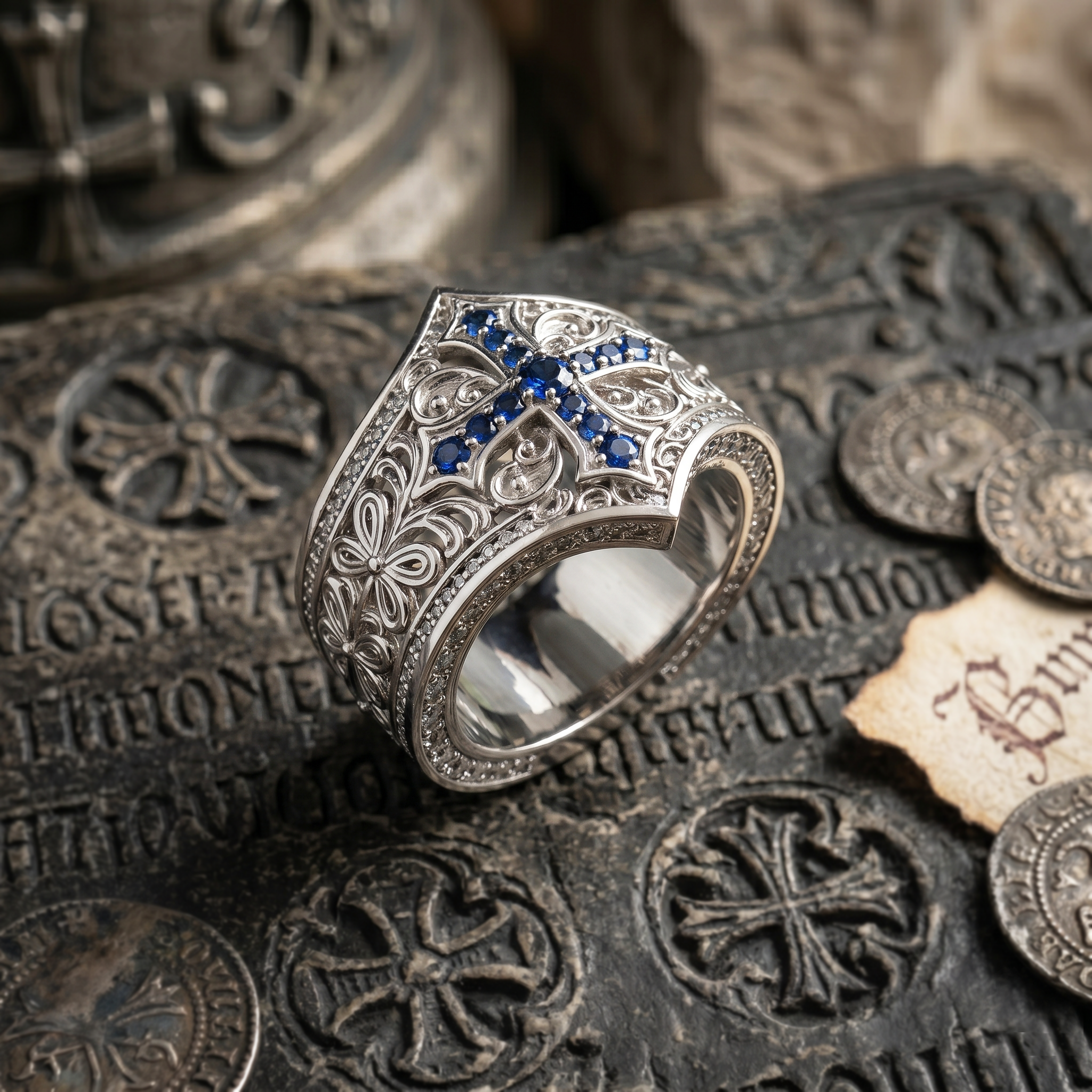 Anillo Cruz del Temple Plata 950 | Hecho a Mano | Luya Joyería