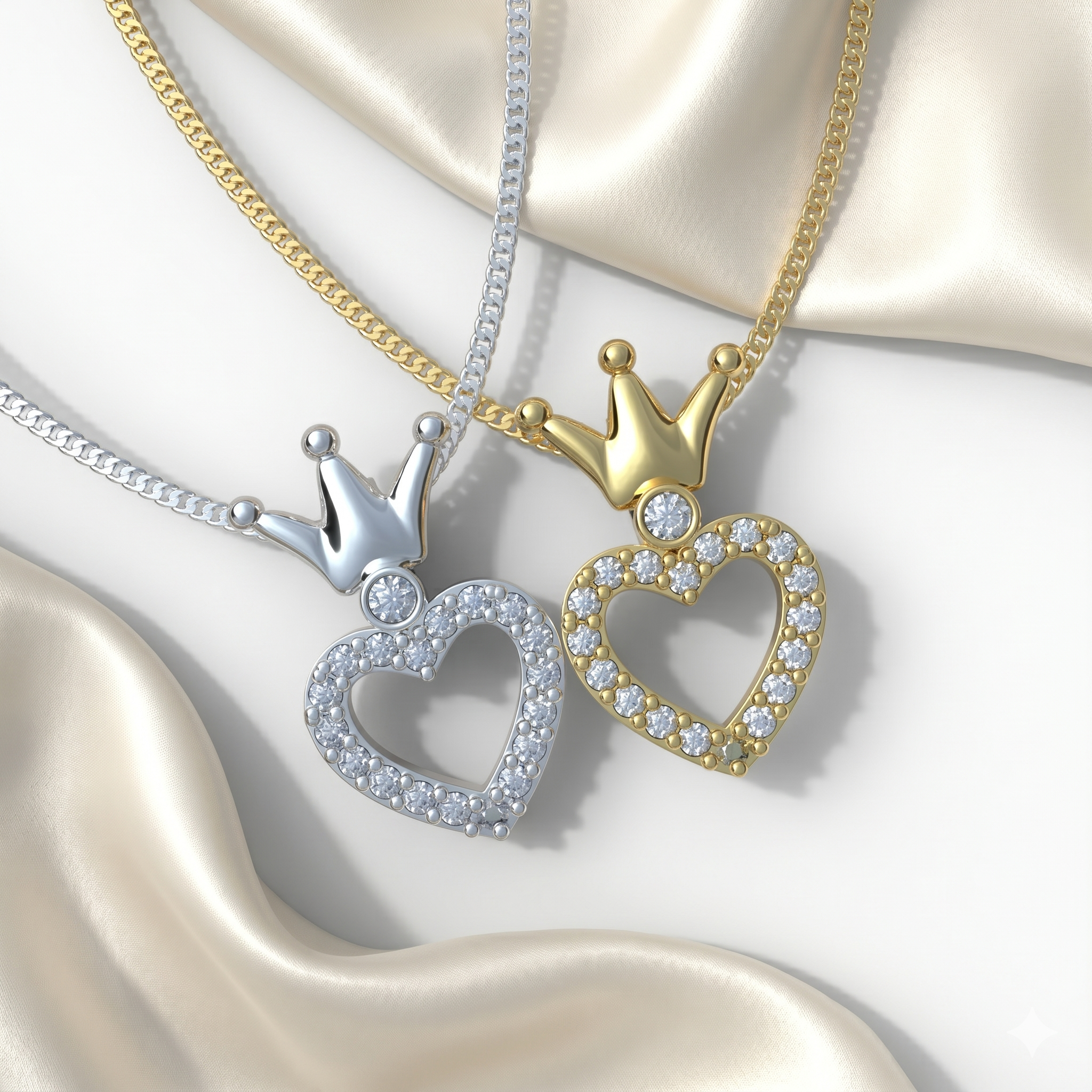Collar Corona y Corazón Plata 950 | Hecho a Mano | Luya Joyería
