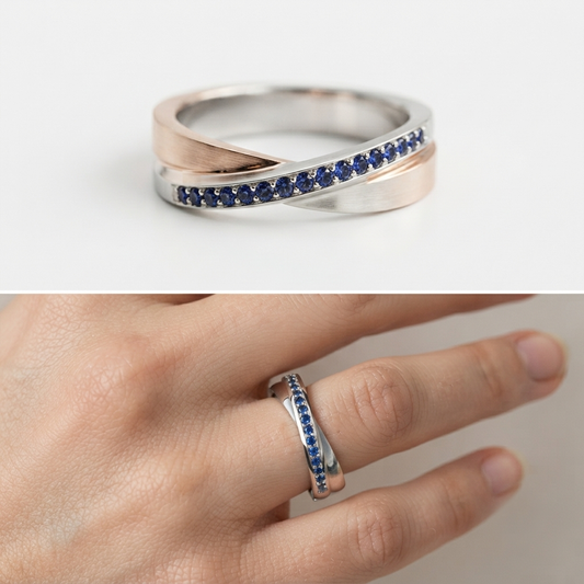 Interlocking 950 Silver Ring - Luya Jewelry