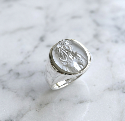 Anillo de medusa en plata 950 y baño de oro 18k