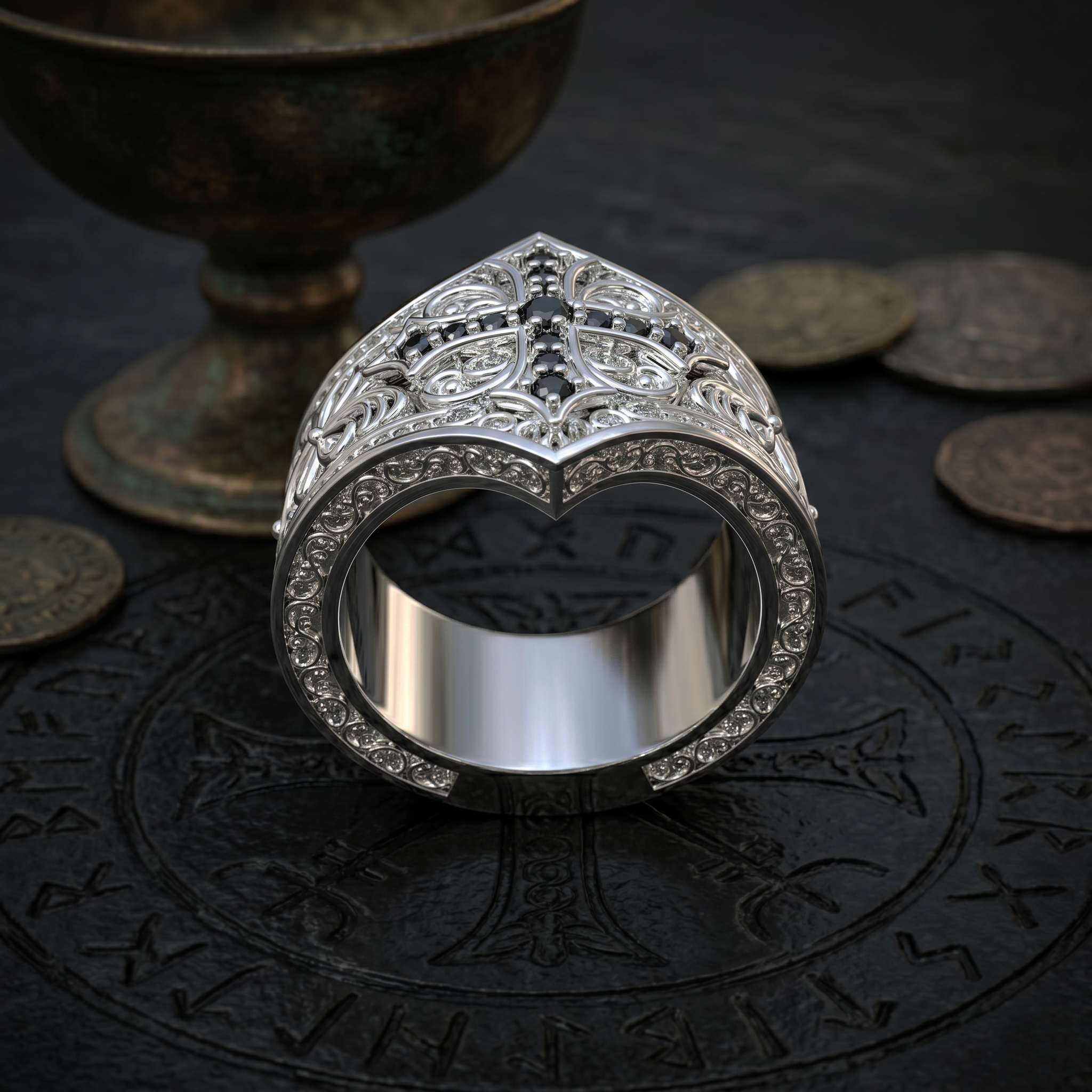 Anillo Cruz del Temple Plata 950 | Hecho a Mano | Luya Joyería