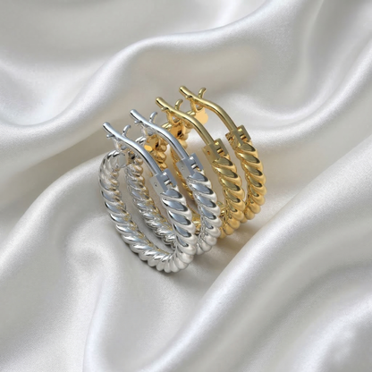 Aretes de cuerda clásicos en plata 950 y baño de oro 18k