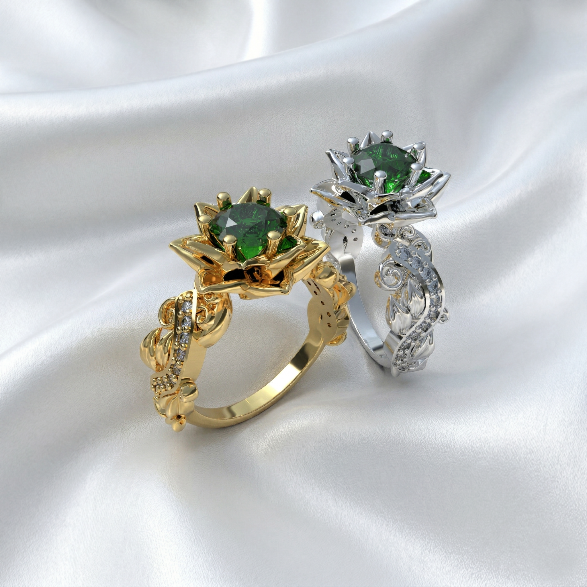 Mano de mujer luciendo anillo flor de loto bañado en Oro 24k, estilo minimalista