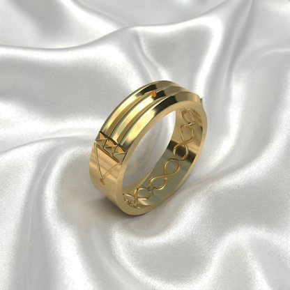 Anillo atlante en plata 950 y baño de oro 18k, hecho a mano en Perú – Luya Joyería