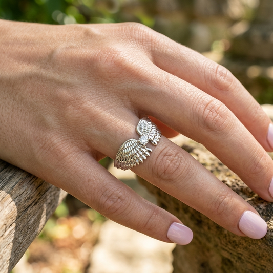 Anillo de alas mágicas en plata 950
