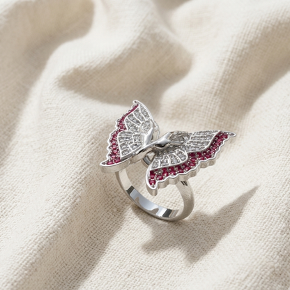 Anillo de mariposa en plata 950