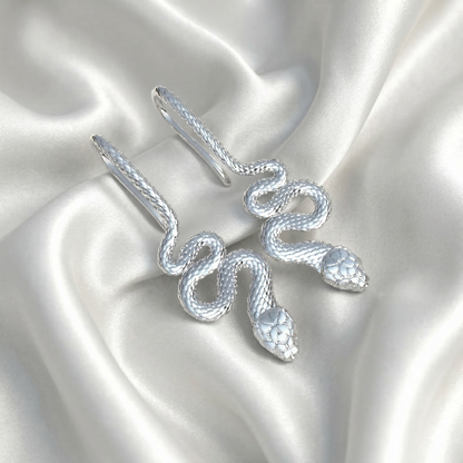 Aretes de serpiente en plata 950 y baño de oro 18k