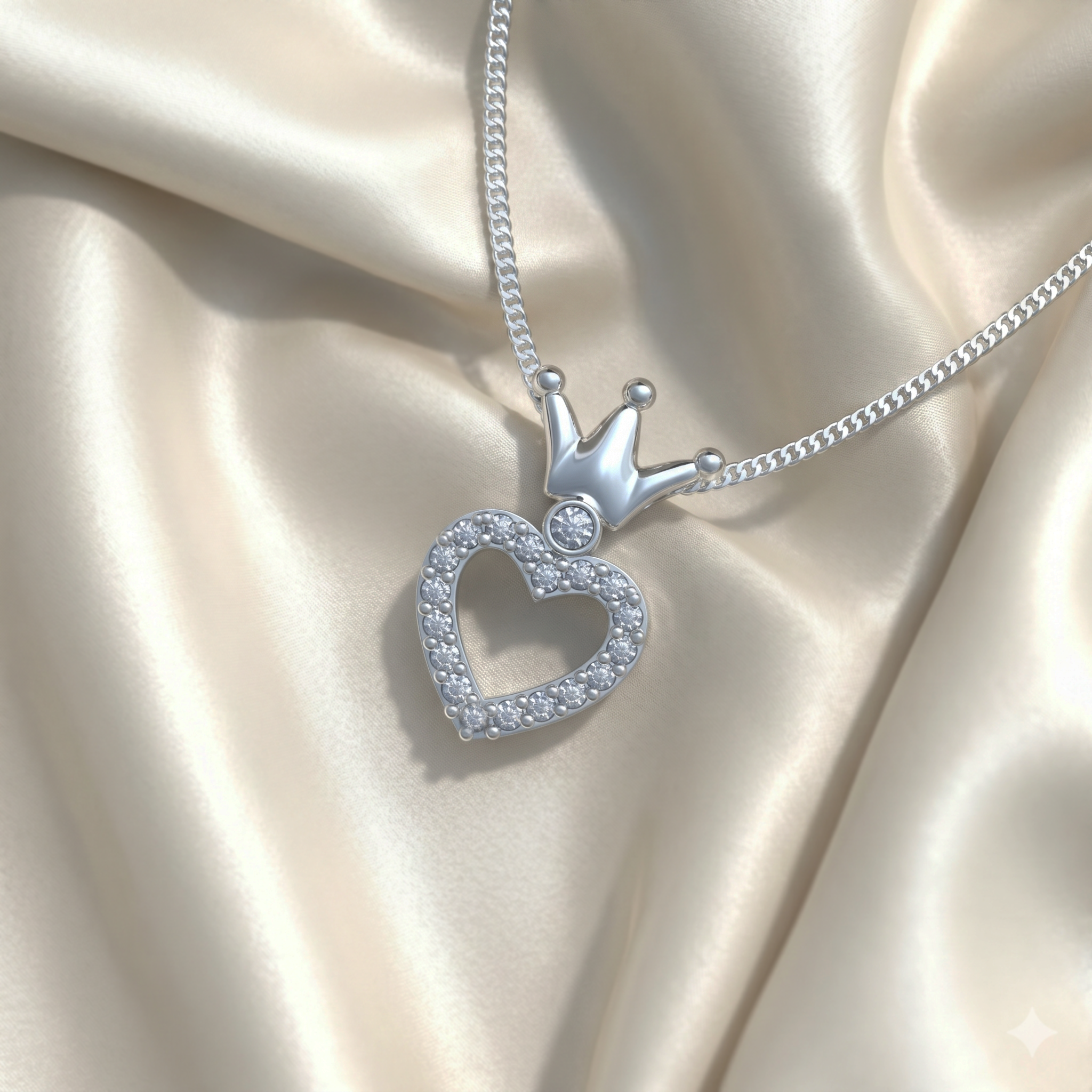 Collar Corona y Corazón Plata 950 | Hecho a Mano | Luya Joyería