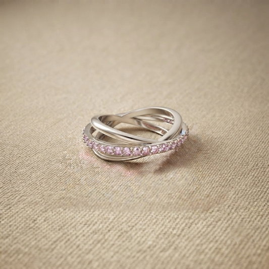 Anillo de tres bandas en plata 950