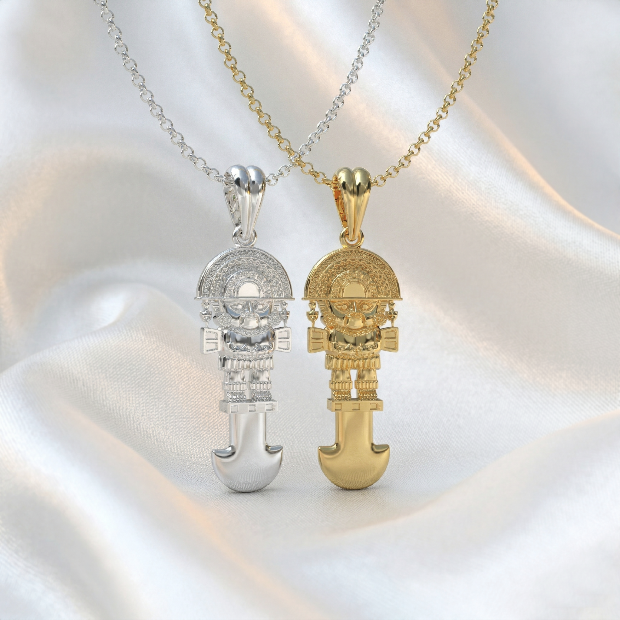 Primer plano de grabado artesanal en Plata 950 de Luya Joyería Perú.