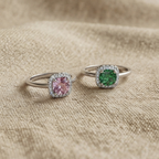 Anillo de rosas con piedra en plata 950
