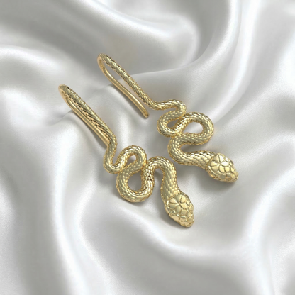 Aretes de serpiente en plata 950 y baño de oro 18k