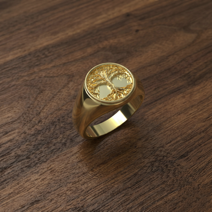 Anillo árbol de la vida en plata 950 y baño de oro 18k