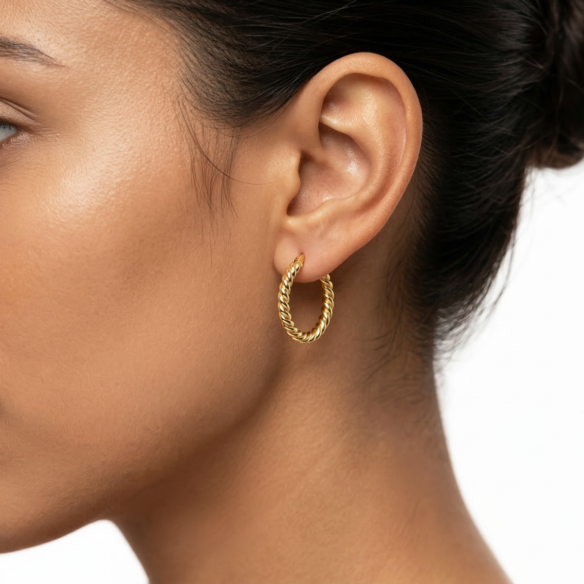 Aretes de cuerda clásicos en plata 950 y baño de oro 18k
