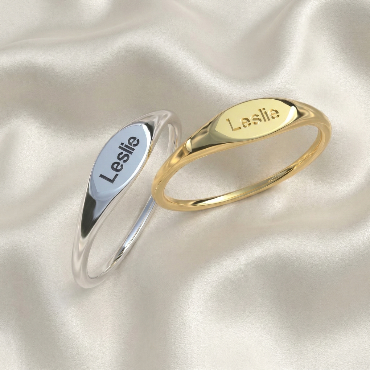 Detalle de grabado en anillo personalizado plata 950 enchapado oro 18k, Luya Joyería Perú