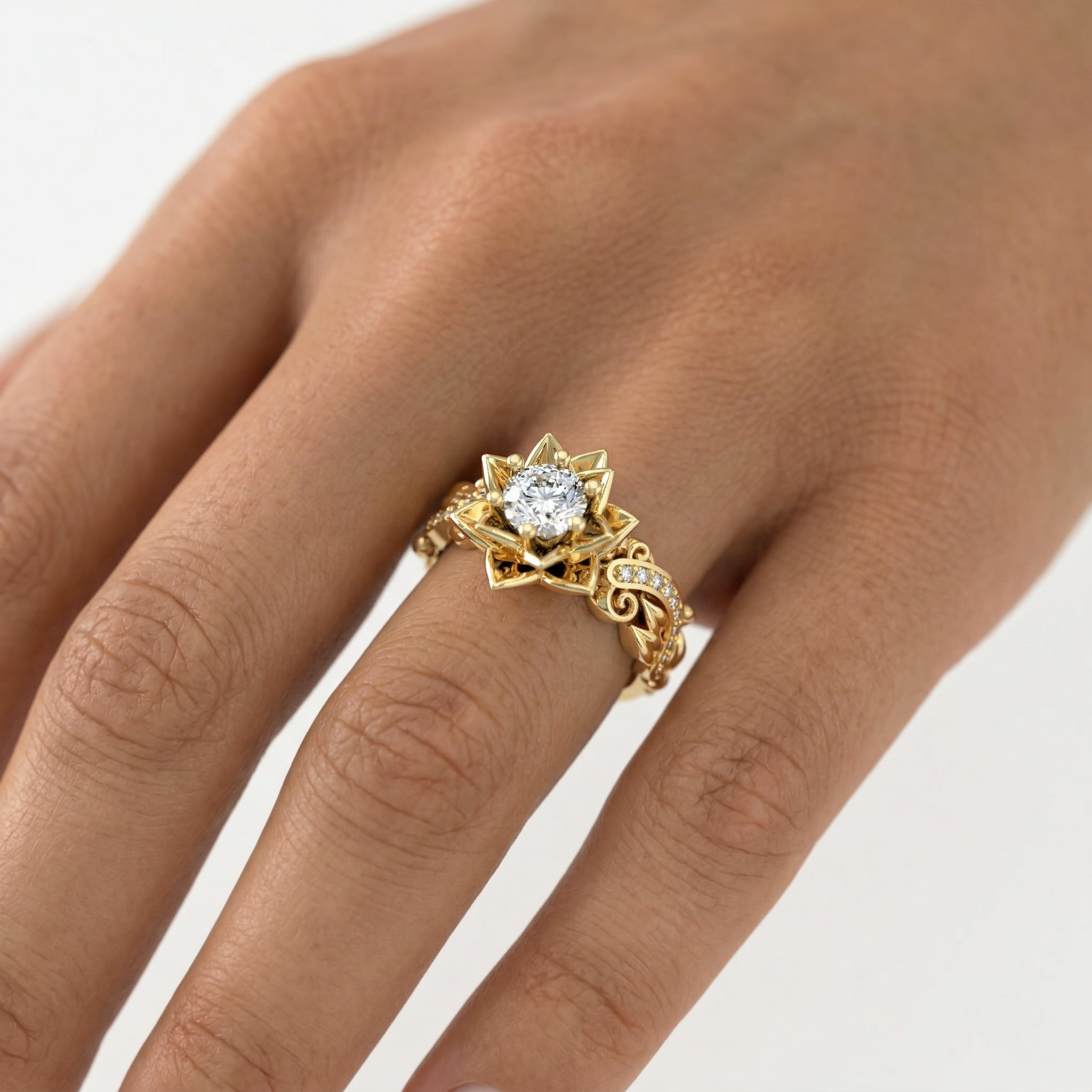Anillo Flor de Loto Plata 950 | Hecho a Mano | Luya Joyería