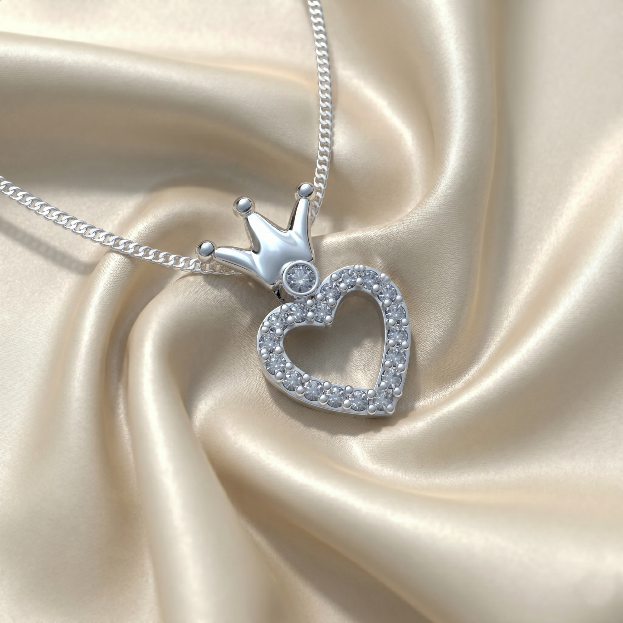 Collar Corona y Corazón Plata 950 | Hecho a Mano | Luya Joyería
