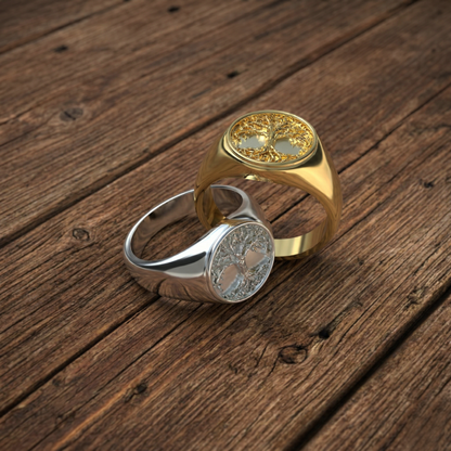 Anillo Árbol de la Vida bañado en Oro 18k sobre Plata 950, uso diario — Luya Joyería Perú