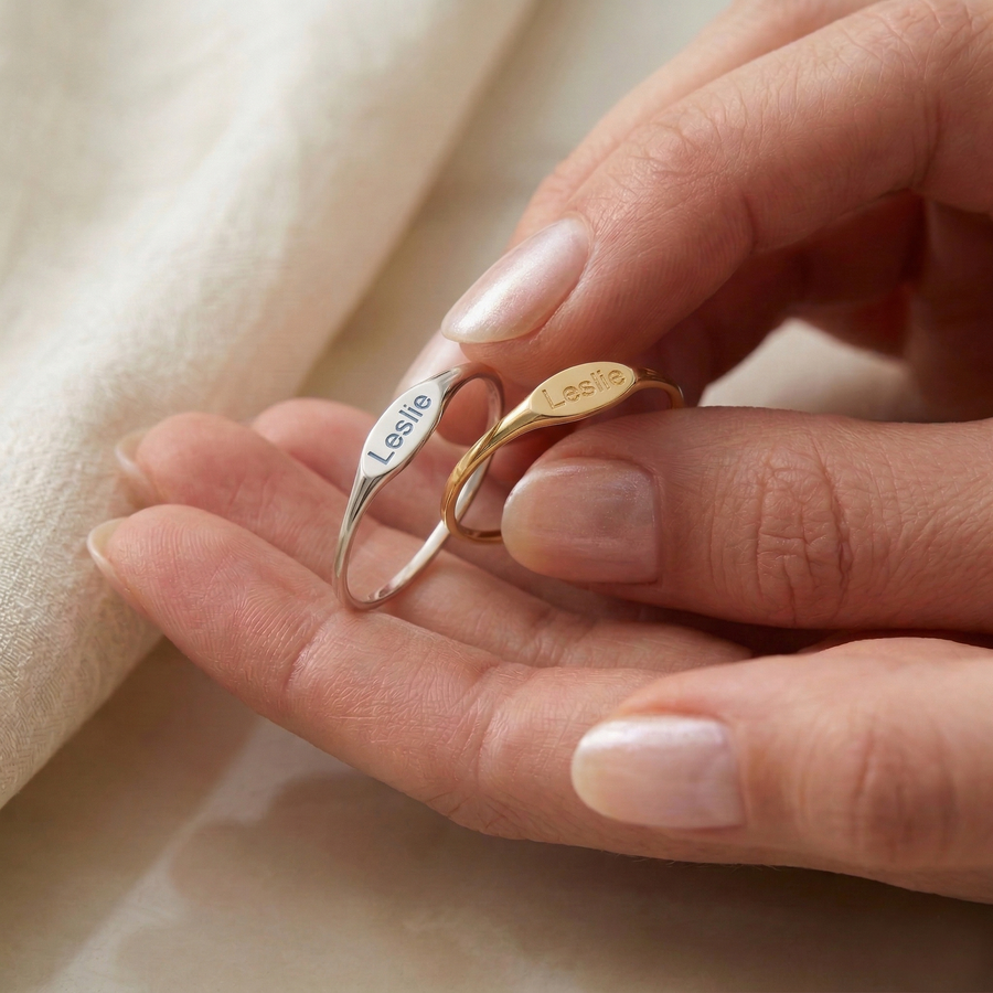 Anillo personalizado hecho a mano en Trujillo, Perú, plata 950 de alta pureza — Luya Joyería