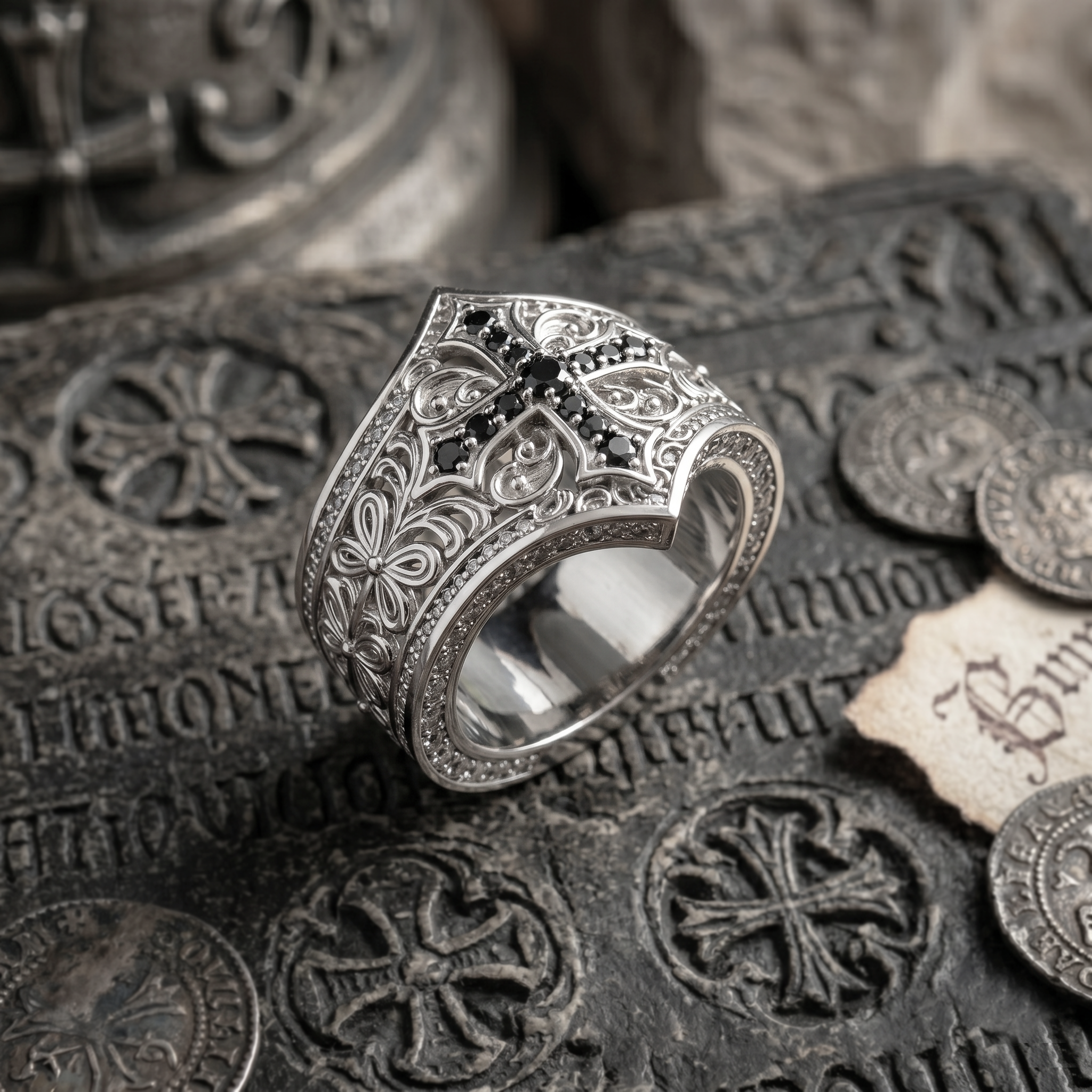 Anillo Cruz del Temple Plata 950 | Hecho a Mano | Luya Joyería