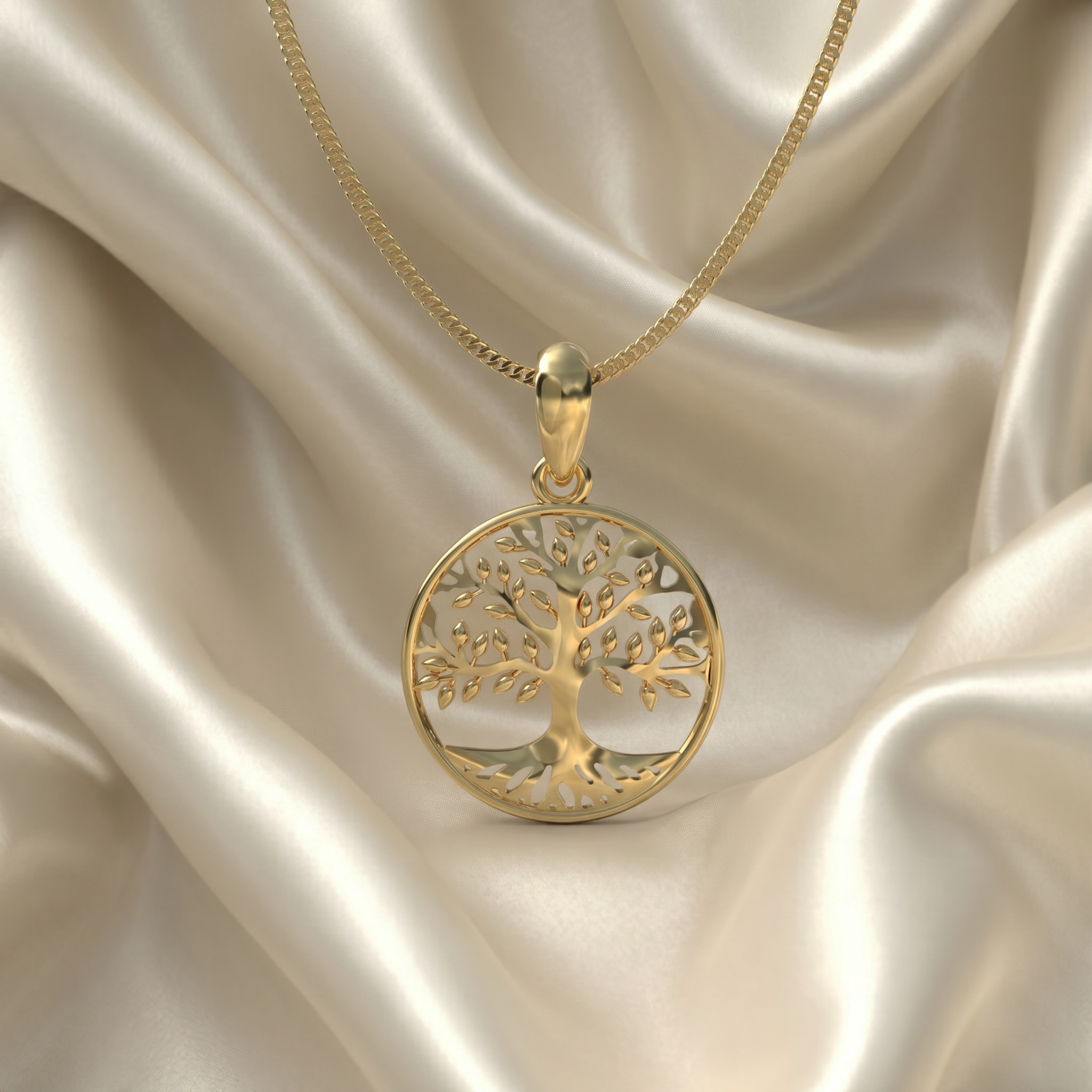 Collar Árbol de la Vida en Plata 950 hecho a mano, vista frontal detallada — Luya Joyería Perú