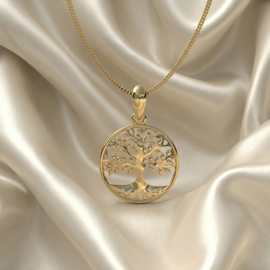 Collar Árbol de la Vida en Plata 950 hecho a mano, vista frontal detallada — Luya Joyería Perú