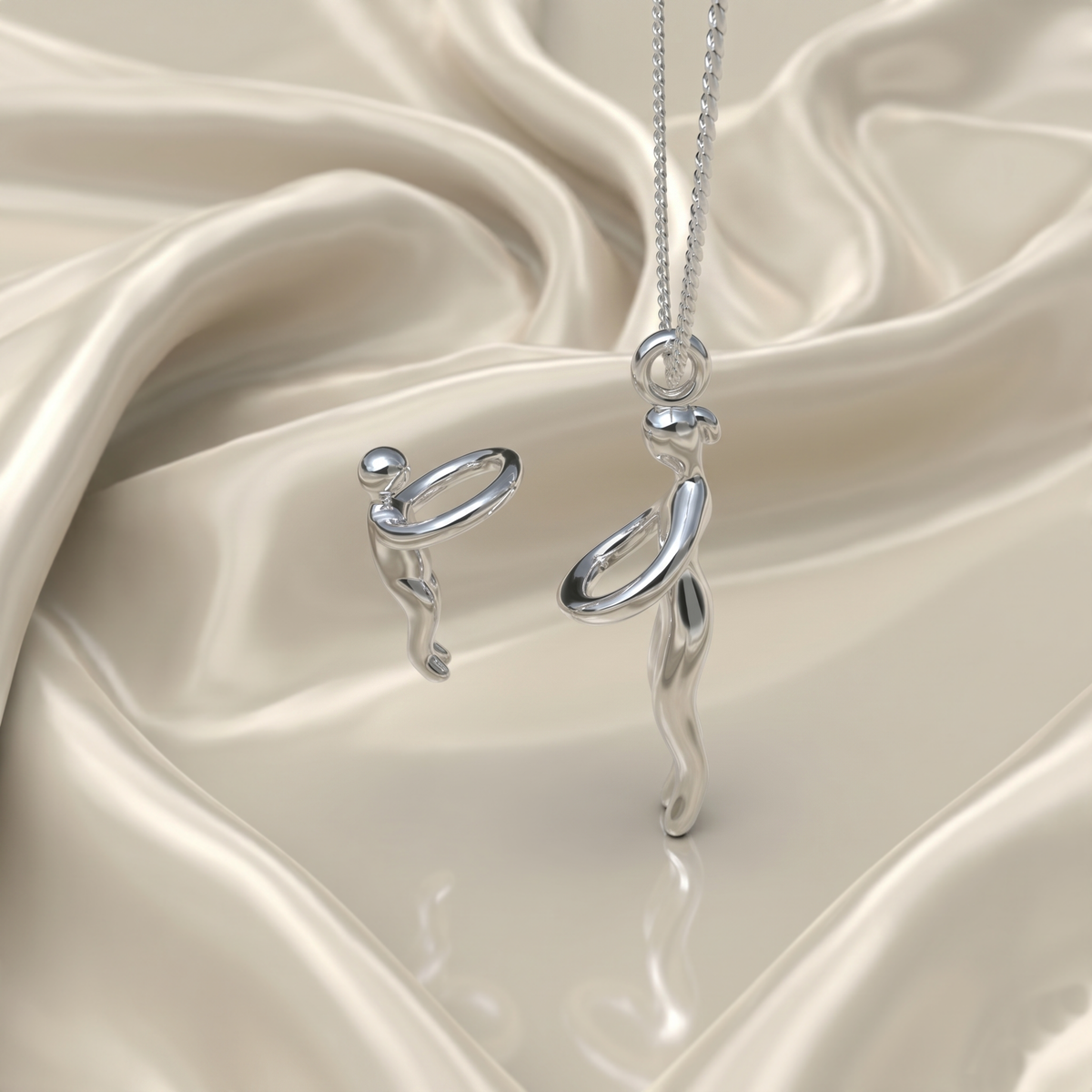 Collar abrazo eterno de mamá e hijos en plata 950