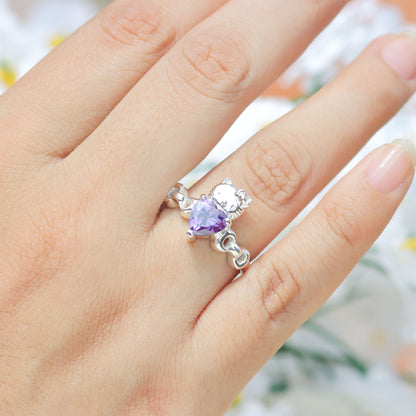 Anillo Hello Kitty con piedra en plata 950, hecho a mano en Perú – Luya Joyería (foto 3)