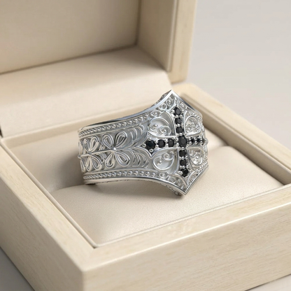 Anillo cruz del temple en plata 950