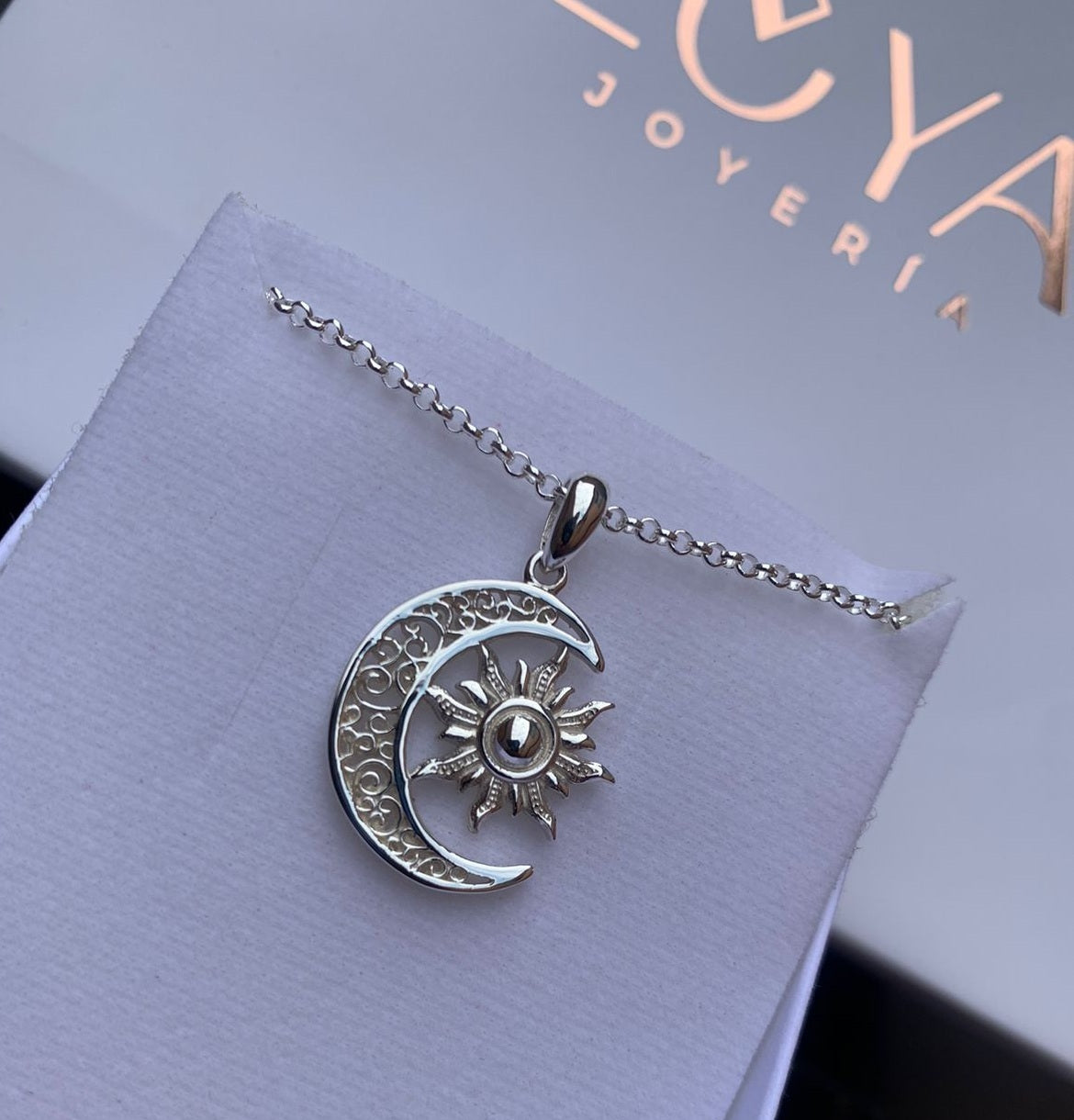 Collar Sol y Luna Plata 950 | Hecho a Mano | Luya Joyería