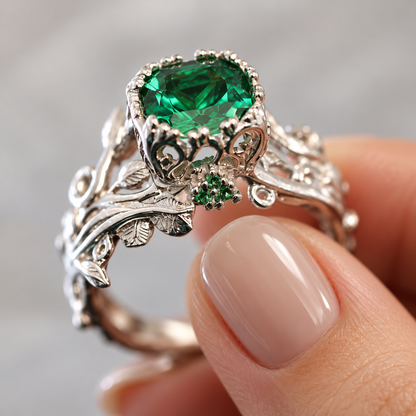 Anillo de naturaleza bañado en oro 18k y plata 950
