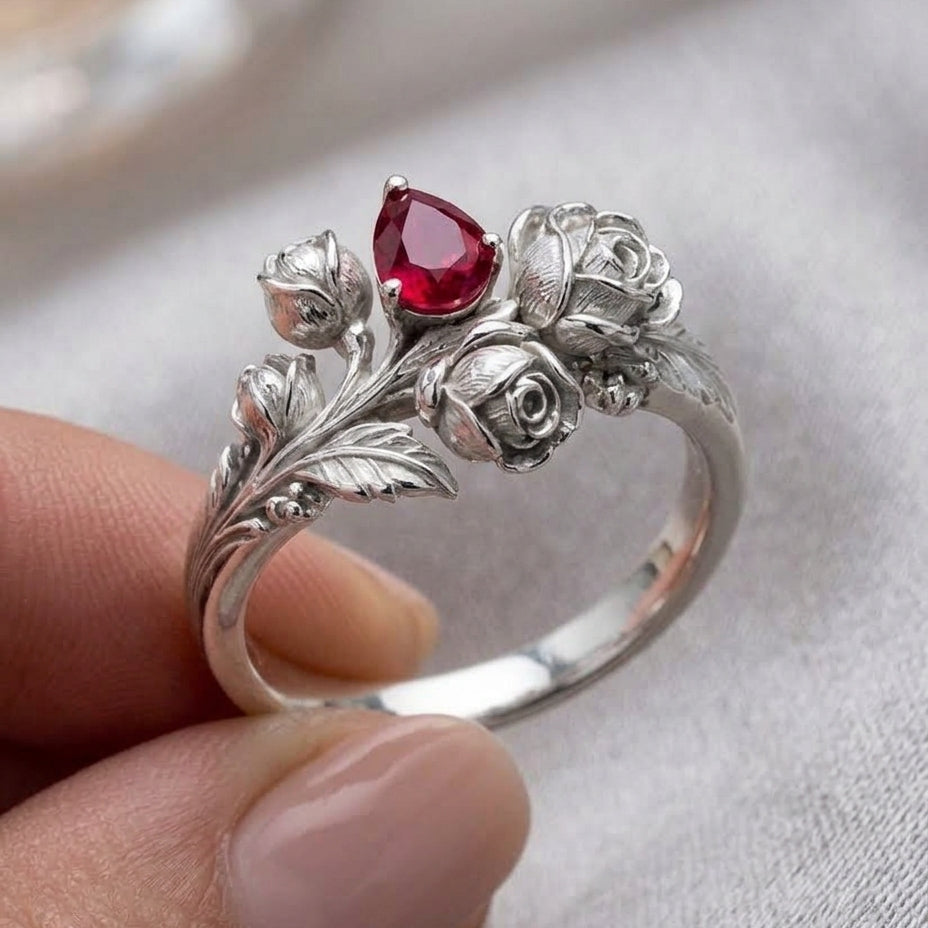 Anillo rosas Plata 950 y Oro 18k | Hecho a Mano | Luya Joyería